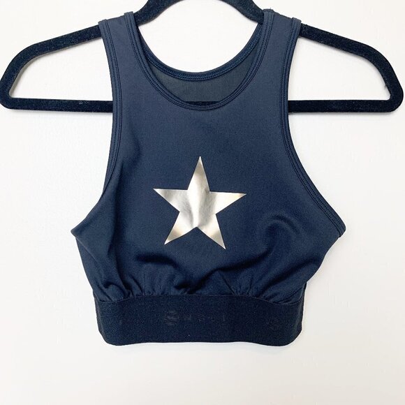 Noli Gold Foil Star Black Sports Bra Size Small - Picture 1 of 4
